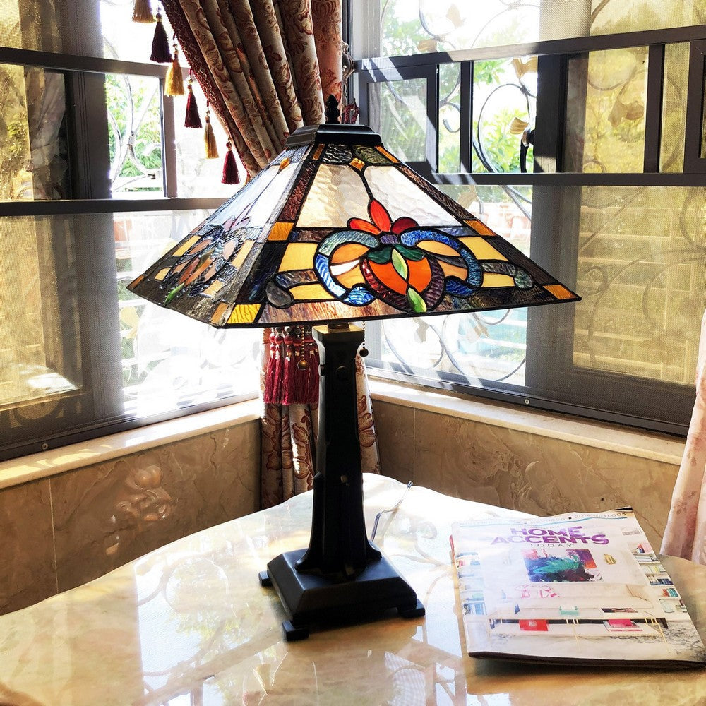 Chloe Lighting Cuthbert Tiffany-Style Mission Stained Glass Table Lamp 24’’ Height CHL-CH1T253PM16-TL2