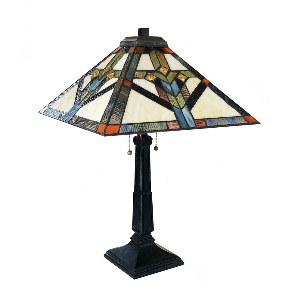Lighting SHAY Mission 2 Light Antique Dark Bronze Table Lamp 16’’ Shade CHL-CH1T447AM16-TL2