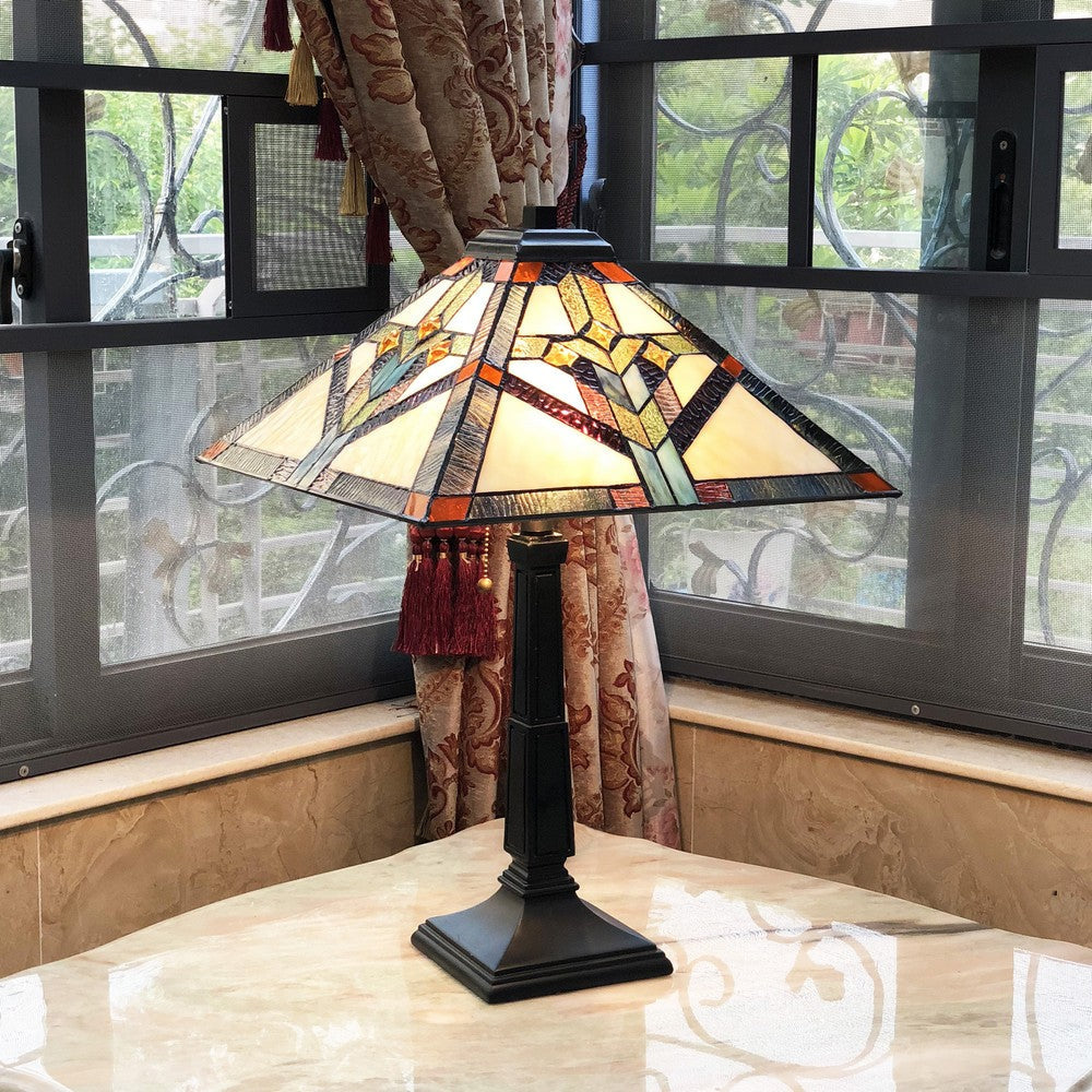 Lighting SHAY Mission 2 Light Antique Dark Bronze Table Lamp 16’’ Shade CHL-CH1T447AM16-TL2