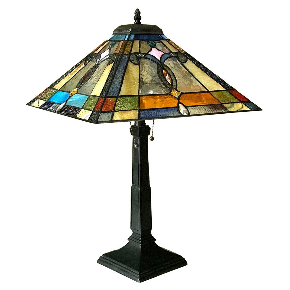 Lighting JONATHAN Mission 2 Light Antique Dark Bronze Table Lamp 16’’ Shade CHL-CH1T448AM16-TL2