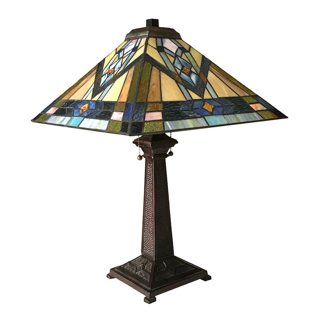 Lighting MICHAEL Mission 2 Light Antique Dark Bronze Table Lamp 16’’ Shade CHL-CH1T449BM16-TL2