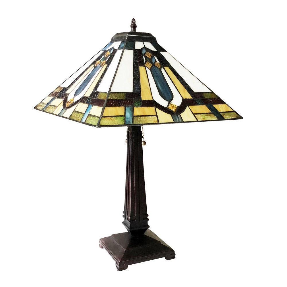 Chloe Lighting Archie Tiffany-Style Mission Stained Glass Table Lamp 24’’ Height CHL-CH1T450GM16-TL2