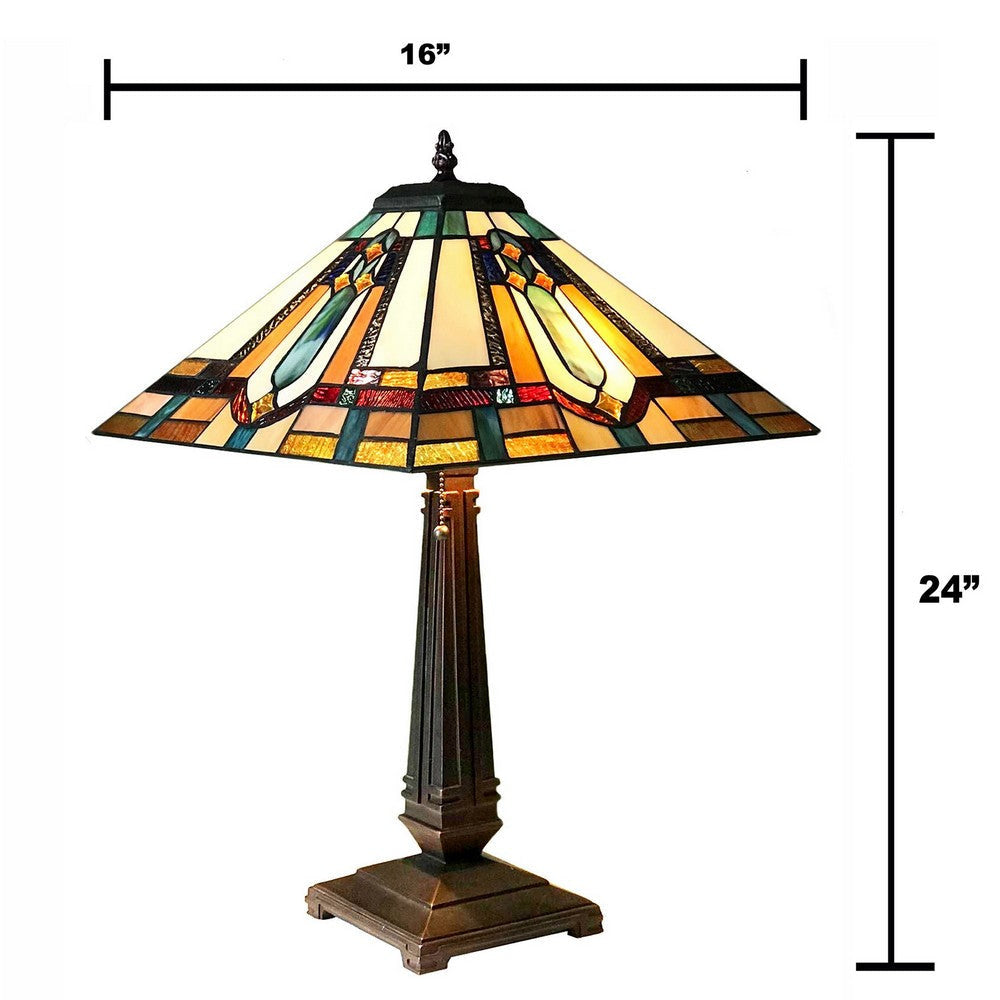 Chloe Lighting Archie Tiffany-Style Mission Stained Glass Table Lamp 24’’ Height CHL-CH1T450GM16-TL2