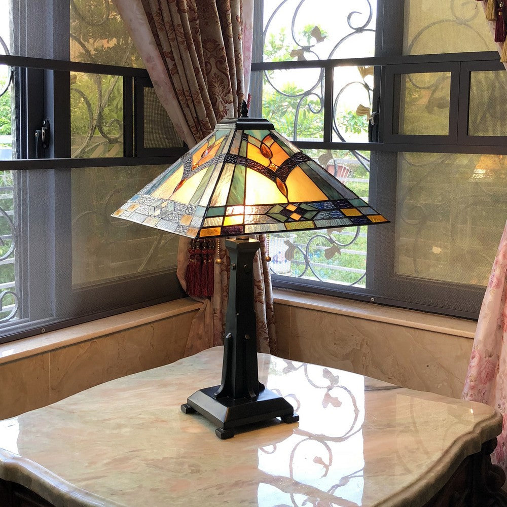 Lighting ETHAN Mission 2 Light Antique Dark Bronze Table Lamp 16’’ Shade CHL-CH1T451BM16-TL2