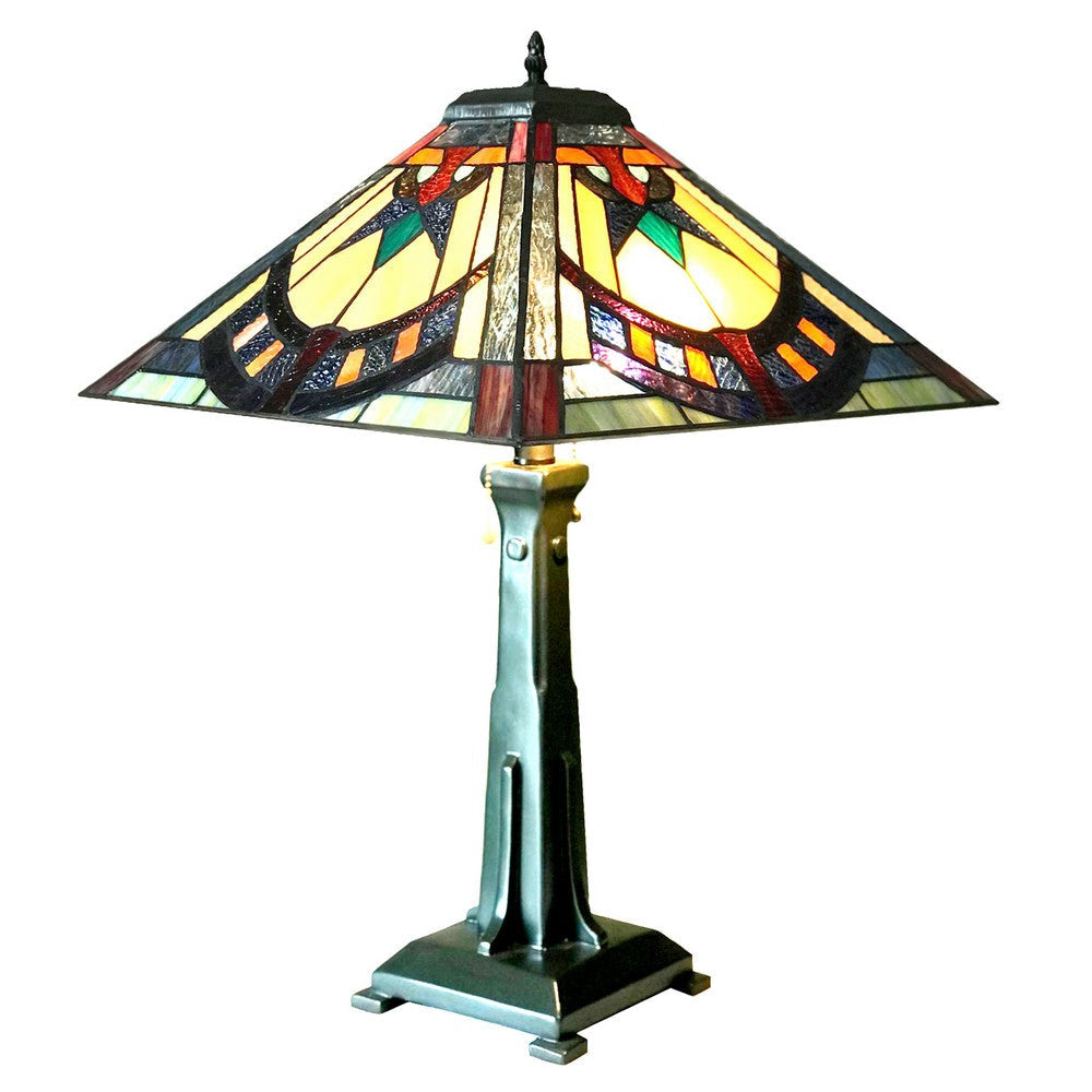 Lighting LOGAN Mission 2 Light Antique Dark Bronze Table Lamp 16" Shade