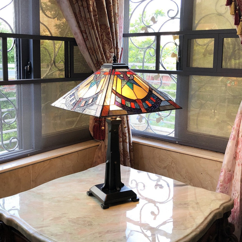 Lighting LOGAN Mission 2 Light Antique Dark Bronze Table Lamp 16’’ Shade CHL-CH1T452PM16-TL2