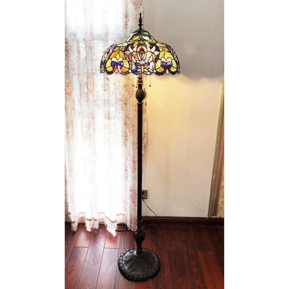 Lighting ALISSON Victorian 3 Light Antique Bronze 64’’ Tall with 18’’ Shade CHL-CH1T459GV18-FL3