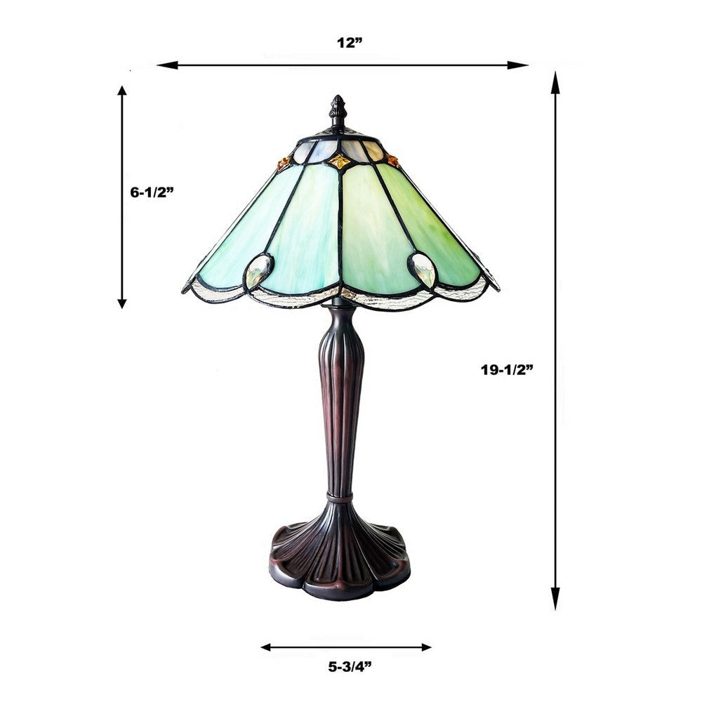 CHLOE Lighting REMY Victorian-Style 1-Light Antique Dark Bronze Finish Stained Glass Window Panel 12’’ Wide CHL-CH1T583GV12-TL1