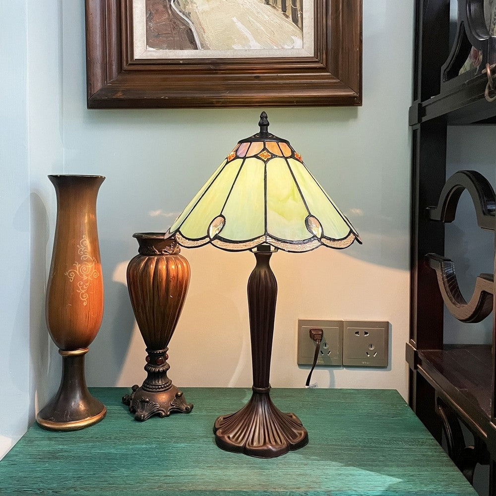 CHLOE Lighting REMY Victorian-Style 1-Light Antique Dark Bronze Finish Stained Glass Window Panel 12" Wide