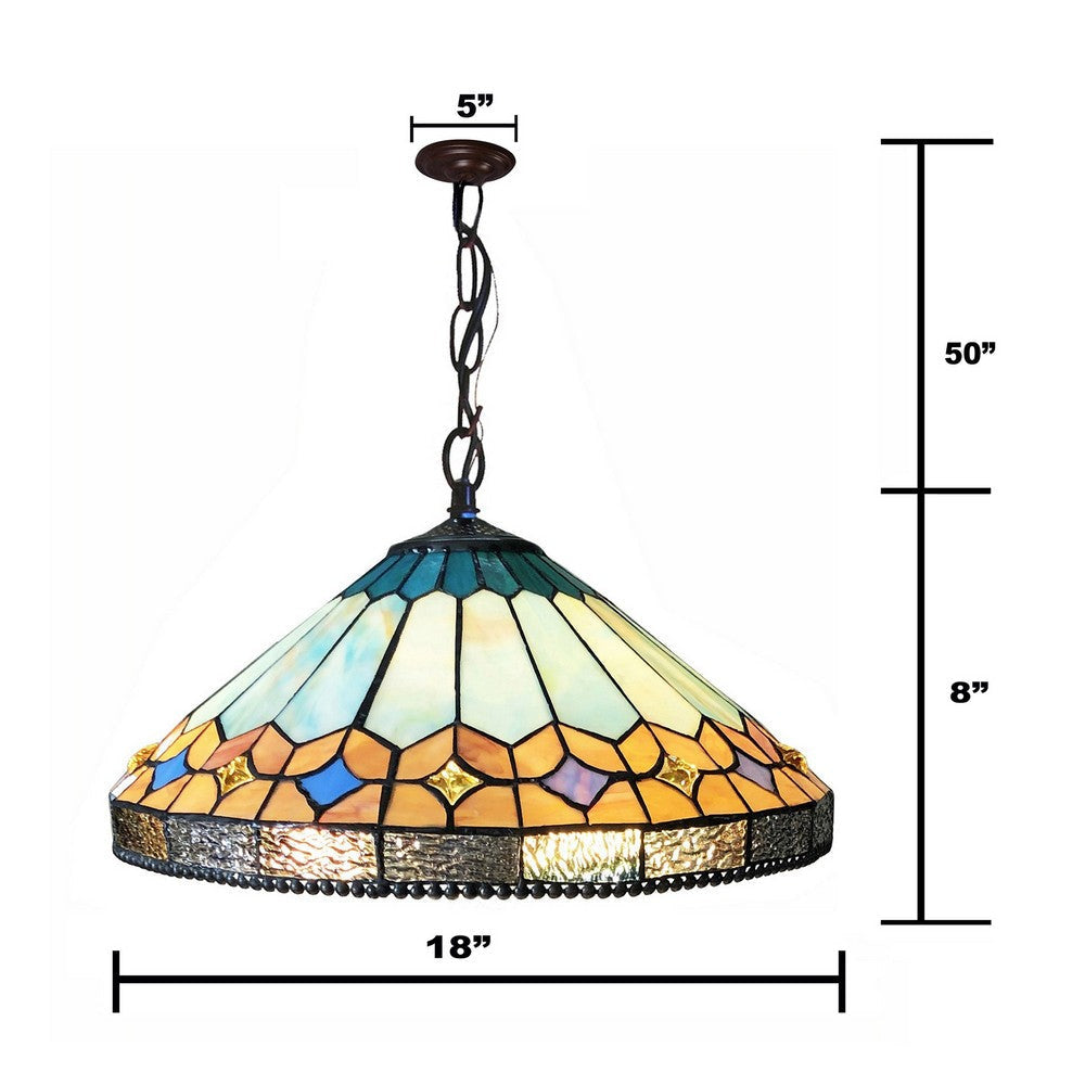 Chloe Lighting Nicholas Tiffany-Style Mission Stained Glass Ceiling Pendant 18’’ Height CHL-CH1T588BM18-DP2