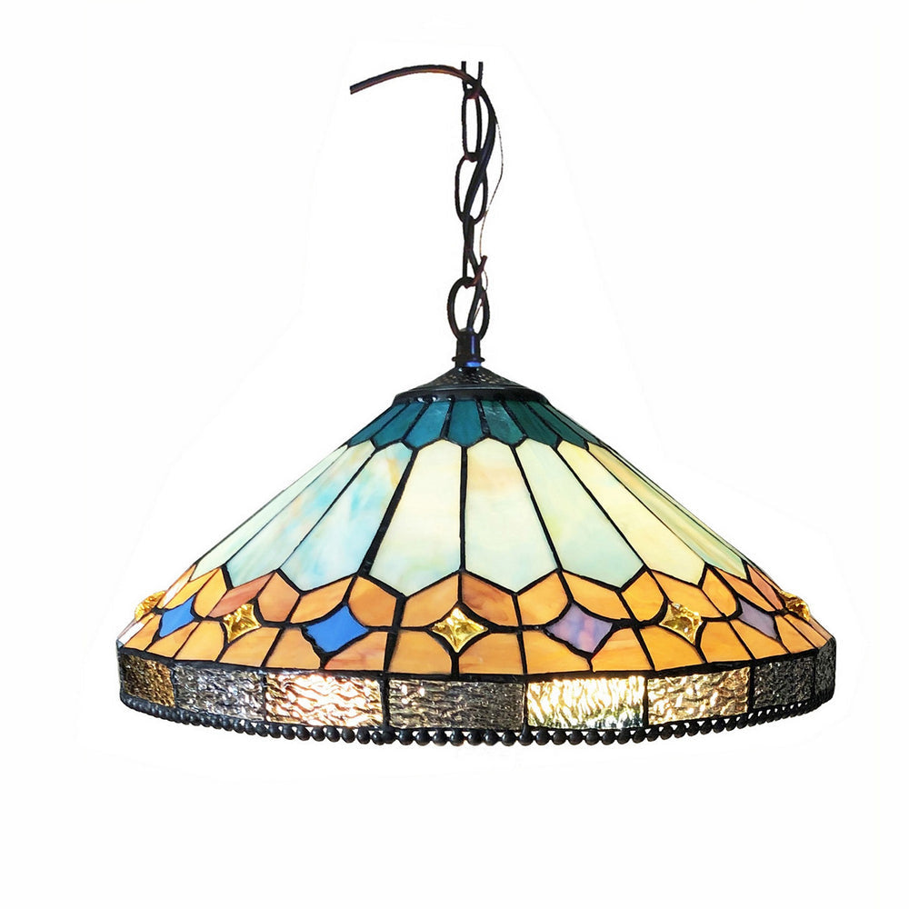 Chloe Lighting Nicholas Tiffany-Style Mission Stained Glass Ceiling Pendant 18" Height