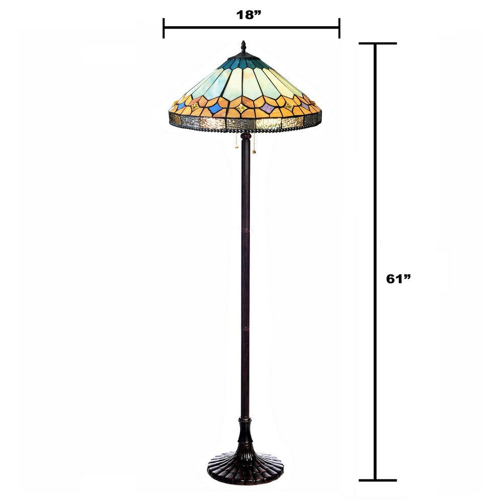 Chloe Lighting Nicholas Tiffany-Style Mission Stained Glass Floor Lamp 61’’ Height CHL-CH1T588BM18-FL2