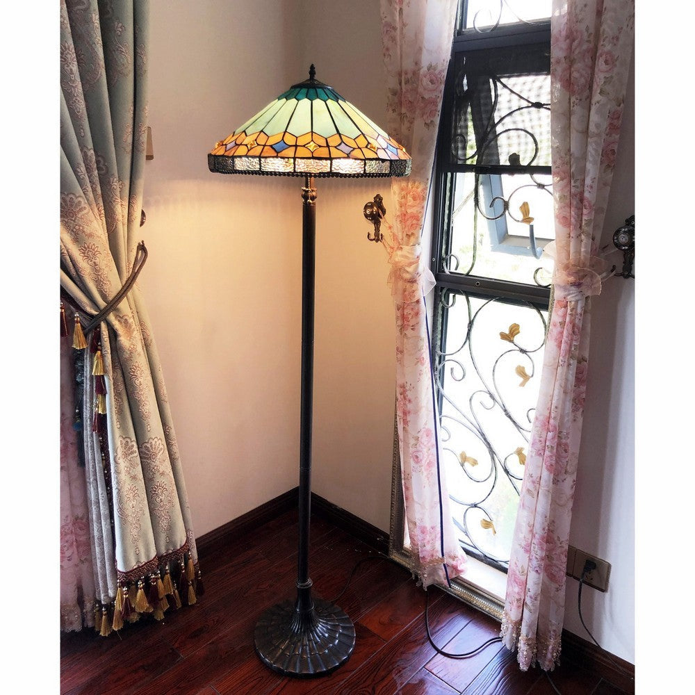 Chloe Lighting Nicholas Tiffany-Style Mission Stained Glass Floor Lamp 61’’ Height CHL-CH1T588BM18-FL2
