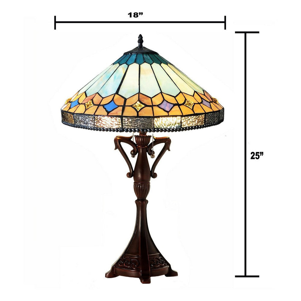 Chloe Lighting Nicholas Tiffany-Style Mission Stained Glass Table Lamp 25’’ Height CHL-CH1T588BM18-TL2