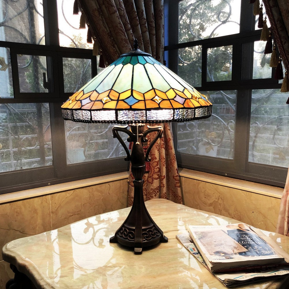 Chloe Lighting Nicholas Tiffany-Style Mission Stained Glass Table Lamp 25’’ Height CHL-CH1T588BM18-TL2