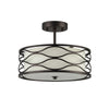 13 Inches Fabric Wrapped Ceiling Fixture with Scrolled Metal Frame Bronze CHL-CH20028RB13-SF2