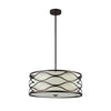 20 Inches Fabric Wrapped Ceiling Pendant with Scrolled Metal Frame Bronze CHL-CH20028RB20-DP3