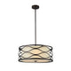 20 Inches Fabric Wrapped Ceiling Pendant with Scrolled Metal Frame, Bronze