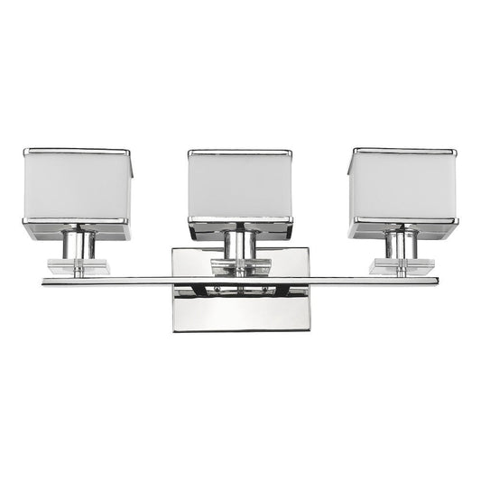 TRILLUMINATE Contemporary 3Light Chrome Finish Opal Glass BathVanity WallFixture