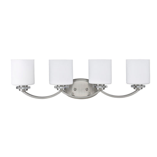 Transitional Style Metal Wall Fixture with 4 Lights, White