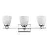 3 Bulb Vanity Light with Metal Frame and Alabaster Shade, Silver and White