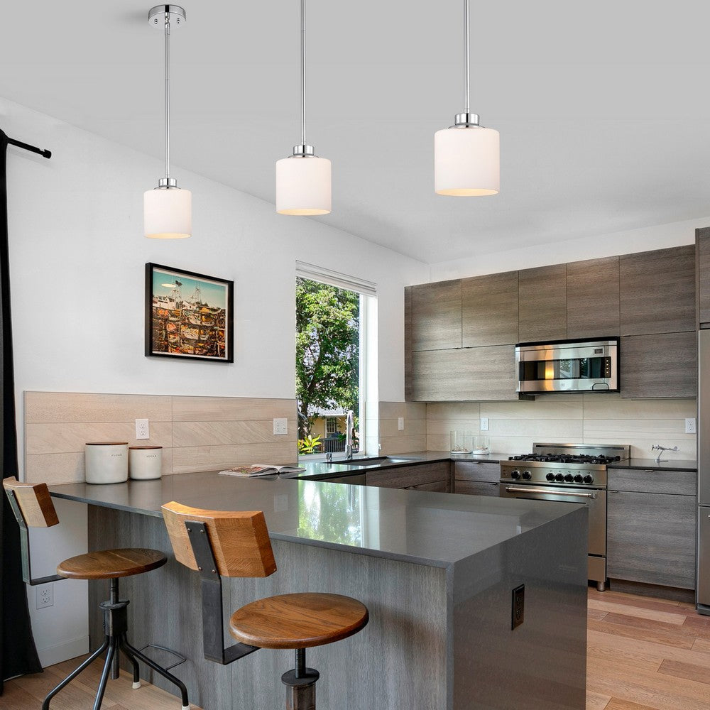 Chloe Lighting Solbi Contemporary 1 Light Chrome Mini Pendant Ceiling Fixture 6 ’ Wide CHL-CH21036CM06-DP1