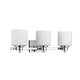 SOLBI Contemporary 3 Light Chrome Finish Bath Vanity Wall Fixture White Glass