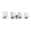 SOLBI Contemporary 4 Light Chrome Finish Bath Vanity Wall Fixture White Glass