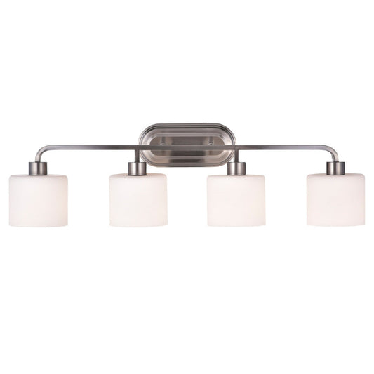 Transitional Style Bath Vanity Wall Fixture with Four Lights, White
