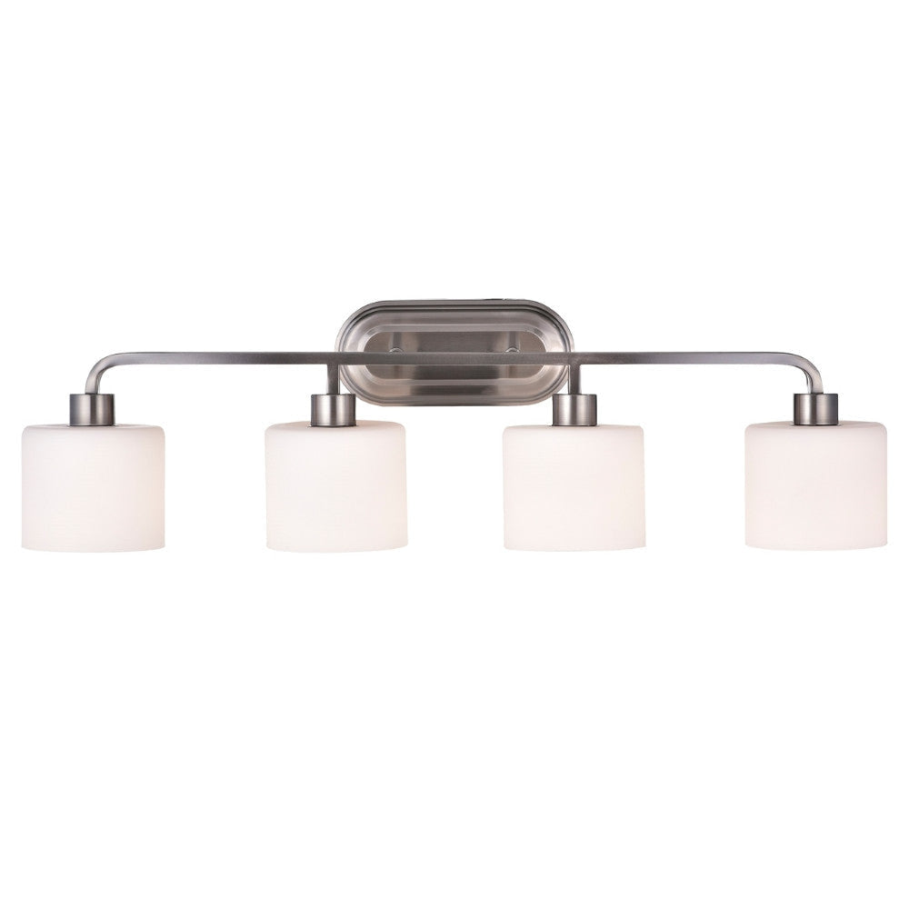 Transitional Style Bath Vanity Wall Fixture with Four Lights, White