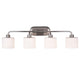 Transitional Style Bath Vanity Wall Fixture with Four Lights, White