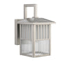 Metal Frame Ribbed Glass Wall Sconce, Clear and Silver