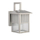 Metal Frame Ribbed Glass Wall Sconce, Clear and Silver