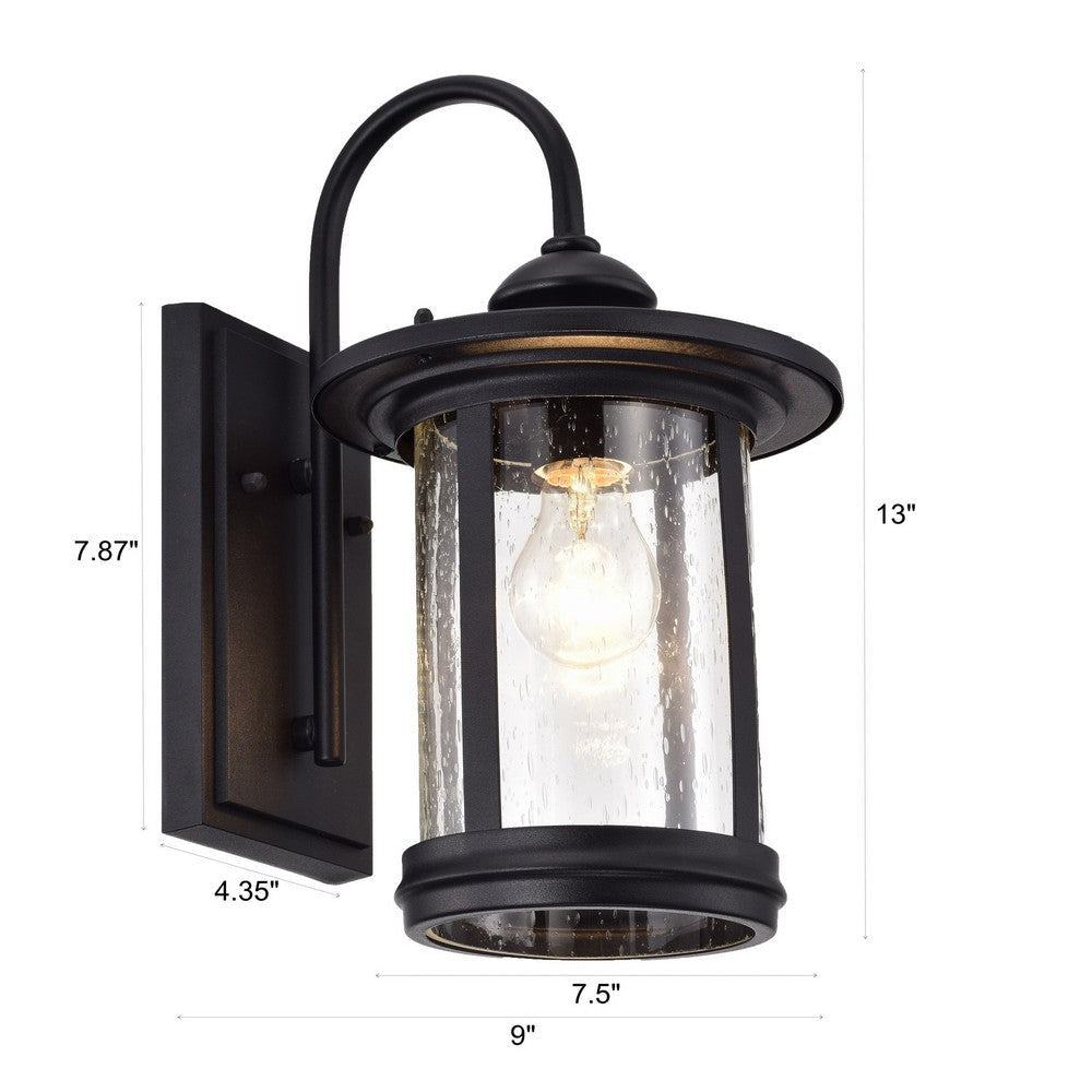Chloe Lighting Cole Transitional 1 Light Textured Black Outdoor Wall Sconce 12’’ Height CHL-CH22026BK13-OD1