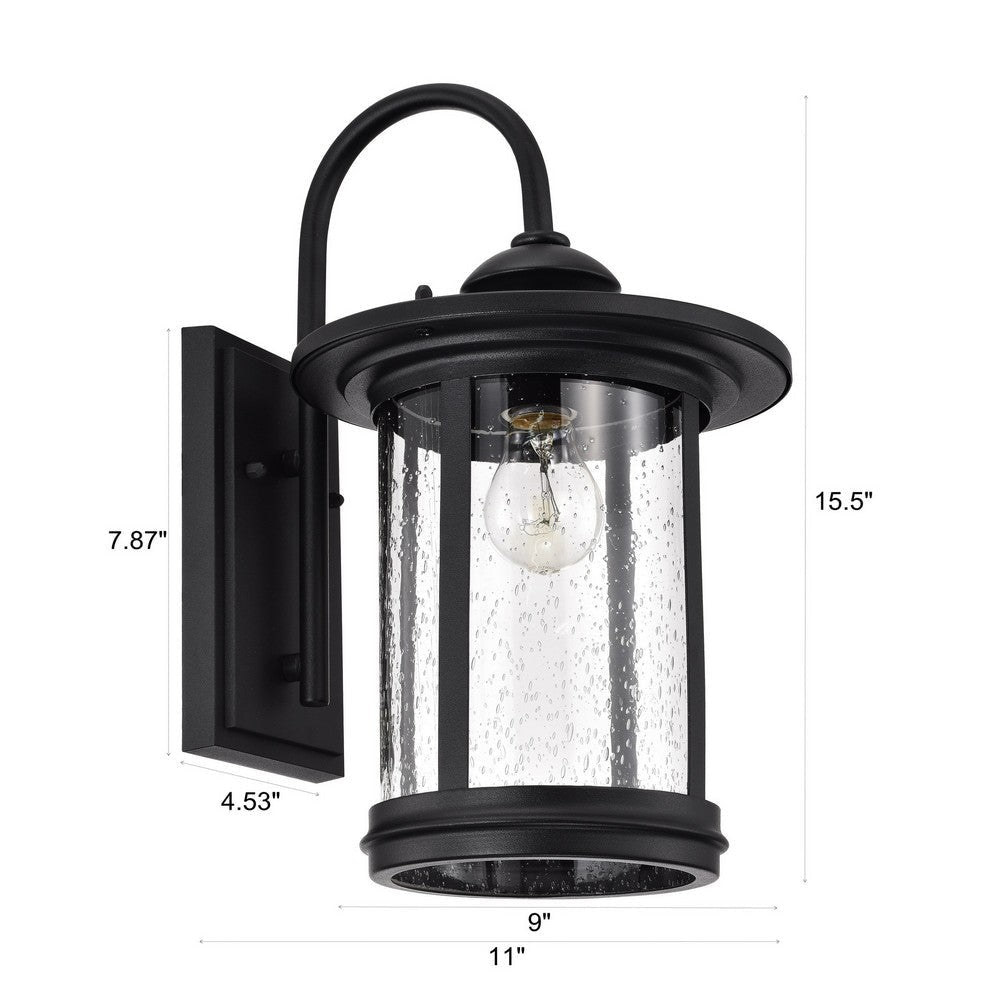 Chloe Lighting Cole Transitional 1 Light Textured Black Outdoor Wall Sconce 16’’ Height CHL-CH22026BK16-OD1