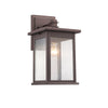 Rectangular Metal Frame Wall Sconce with Seeded Glass Shade, Bronze