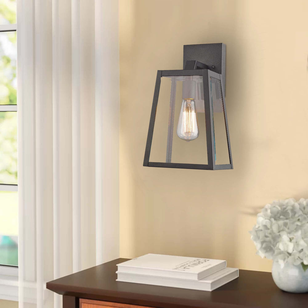 CHLOE Lighting LEODEGRANCE Transitional 1 Light Black Outdoor Wall Sconce 14" Height