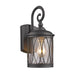 One Bulb Metal Wall Light with Seedy Glass Shade, Black and Clear