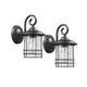 Metal Frame Wall Sconce with Seeded Glass Shade, Set of 2, Black and Clear