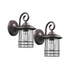 Metal Frame Wall Sconce with Seeded Glass Shade, Set of 2, Bronze and Clear