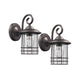 Metal Frame Wall Sconce with Seeded Glass Shade, Set of 2, Bronze and Clear