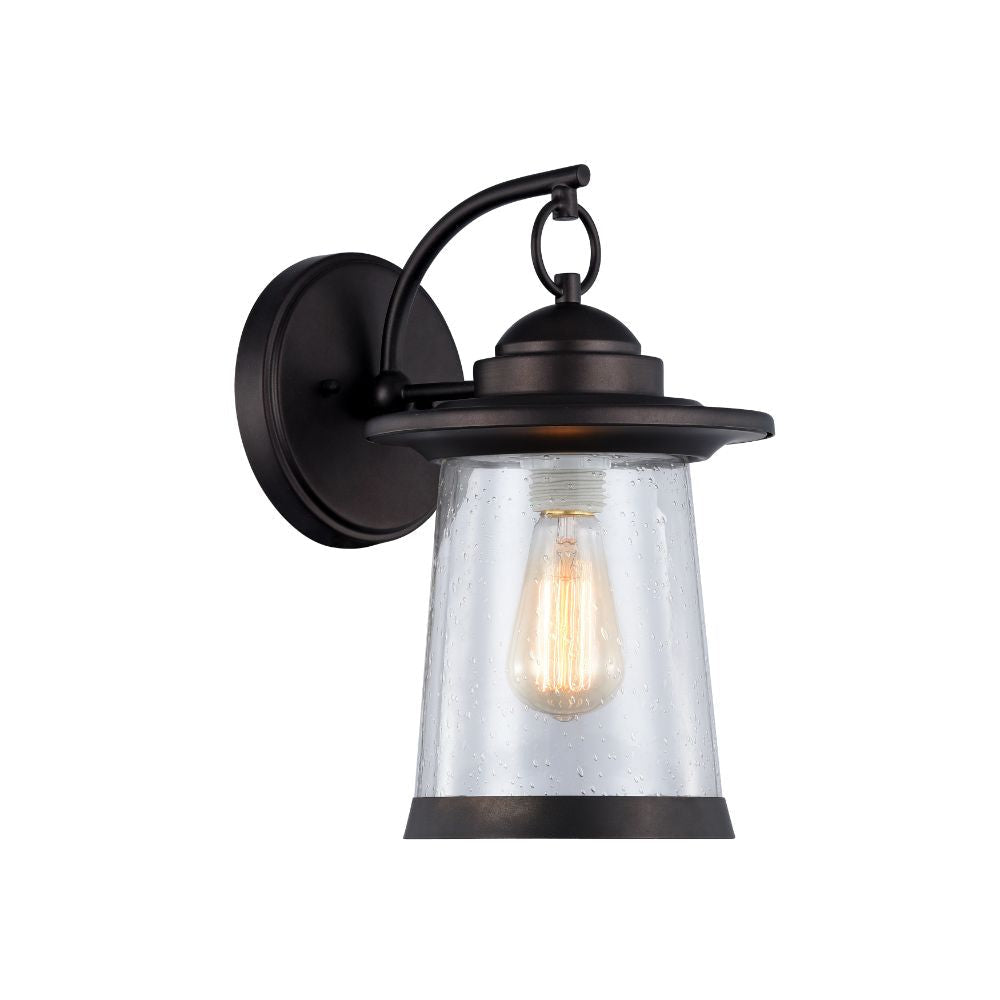13 Inches Glass Encased Metal Frame Wall Sconce, Bronze