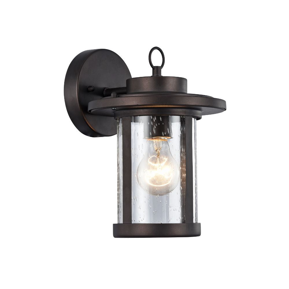 10 Inches Glass Encased Metal Frame Wall Sconce, Bronze