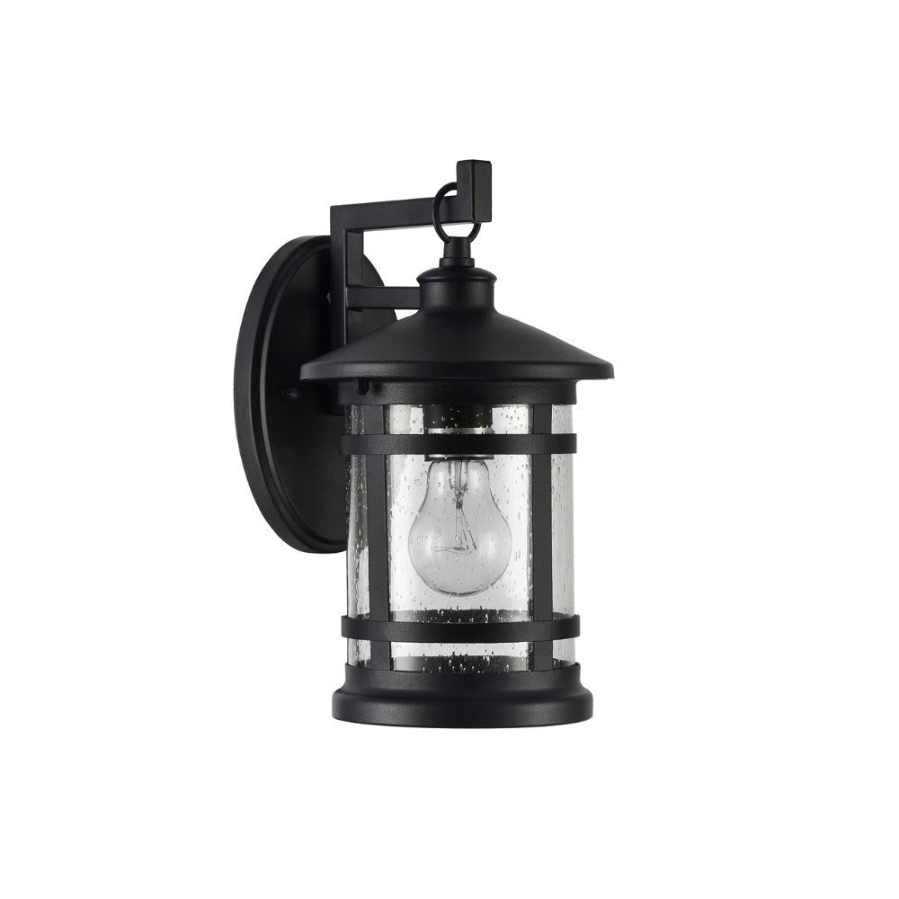 Transitional Style Wall Sconce with Clear Seeded Glass Black CHL-CH22070BK11-OD1