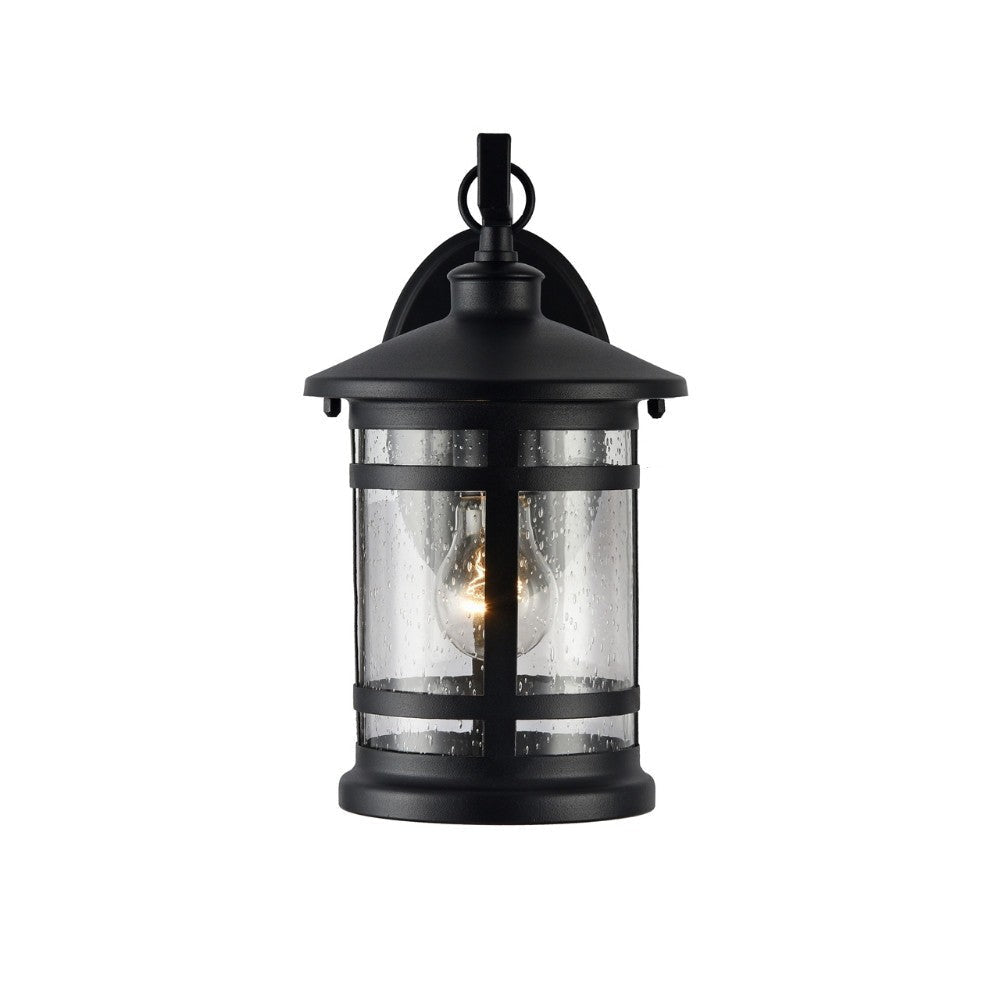 Transitional Style Wall Sconce with Clear Seeded Glass Black CHL-CH22070BK11-OD1