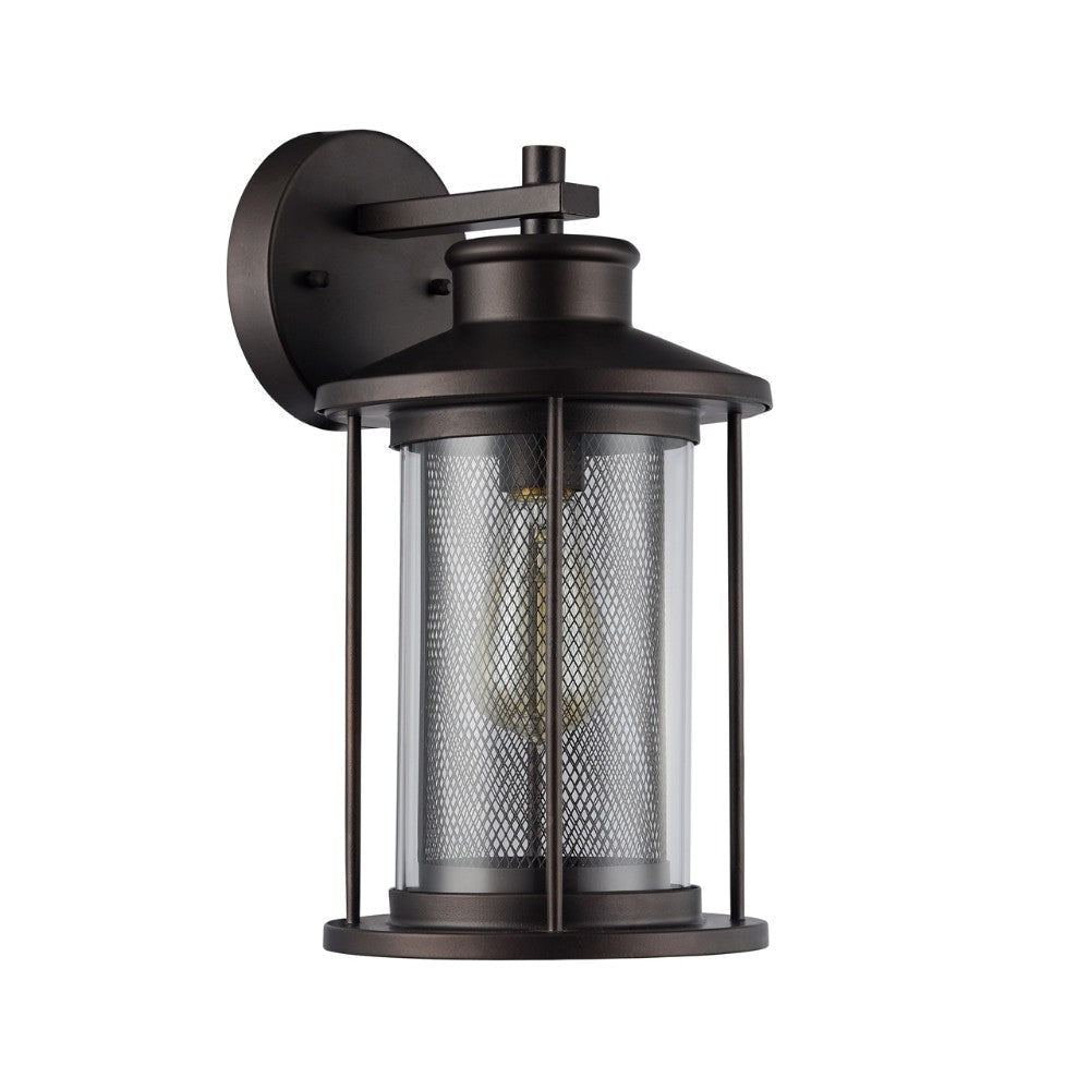 14 Inch Industrial Mesh Metal Wall Sconce with Clear Glass Shade Bronze CHL-CH22071RB14-OD1