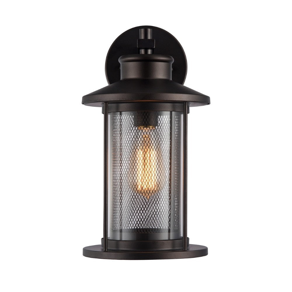 14 Inch Industrial Mesh Metal Wall Sconce with Clear Glass Shade Bronze CHL-CH22071RB14-OD1
