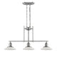 Tubular Island Pendant Lamp with 3 Glass Shades, Chrome and White