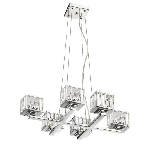 CHLOE Lighting TRILLUMINATE Contemporary 6 Light Chrome Finish Chandelier 23" Wide