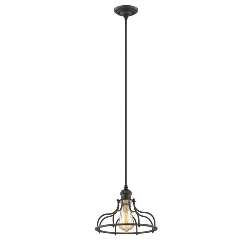 JAXON Industrial-style 1 Light Rubbed Bronze Ceiling Mini Pendant 10" Wide